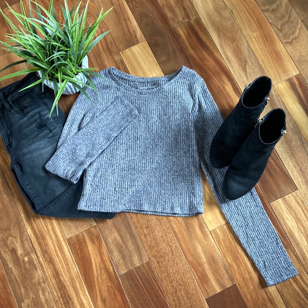 Women’s American Eagle Outfitters Small long sleeve gray crop top